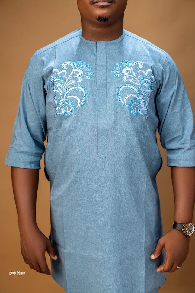 Stone Wash Blue Floral Kaftan - Image 3