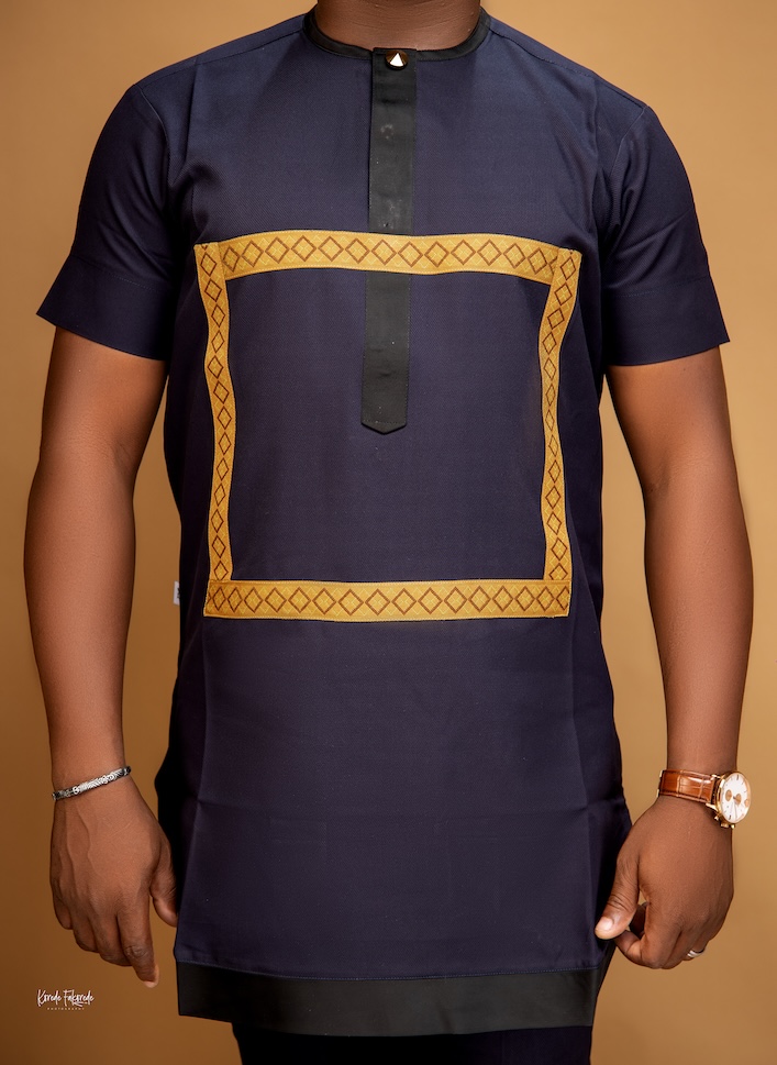 Cotton linen navy blue Laftan - Image 5