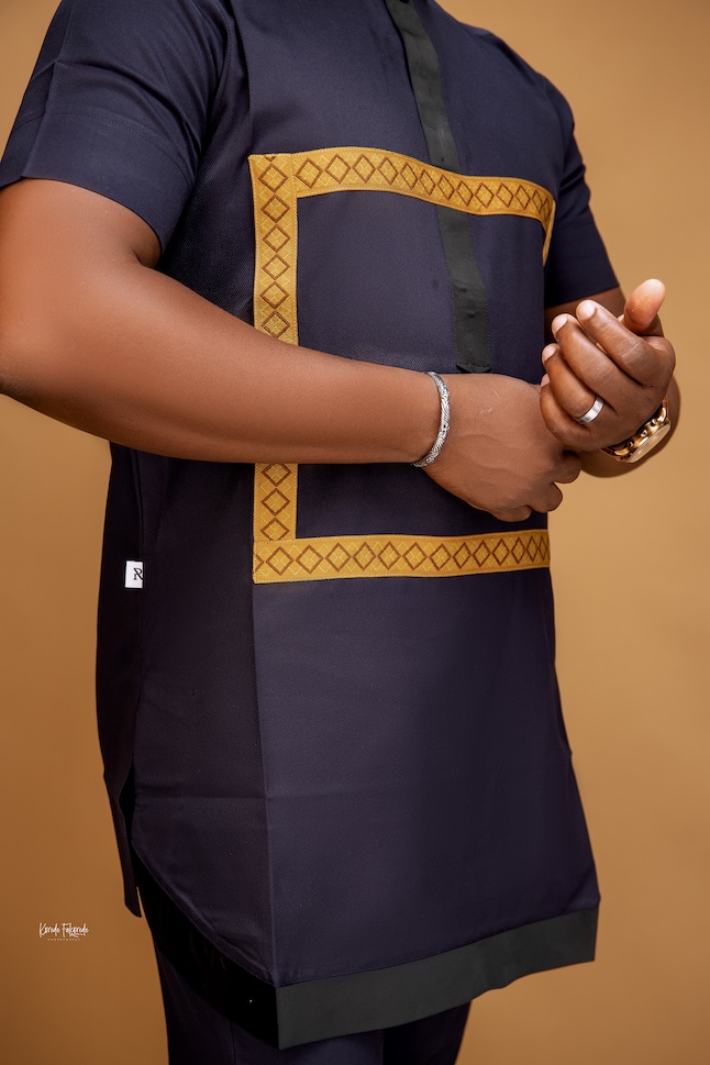 Cotton linen navy blue Laftan - Image 4