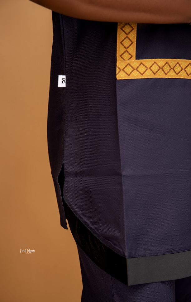 Cotton linen navy blue Laftan - Image 3