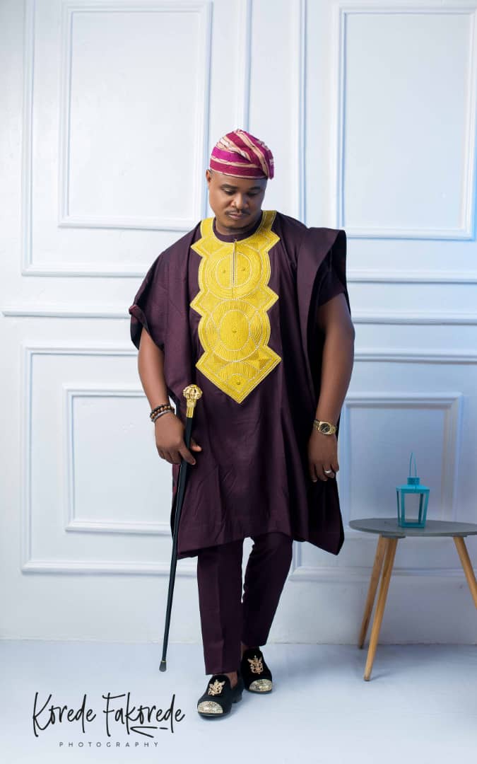 D Shodamo Burgundy Agbada