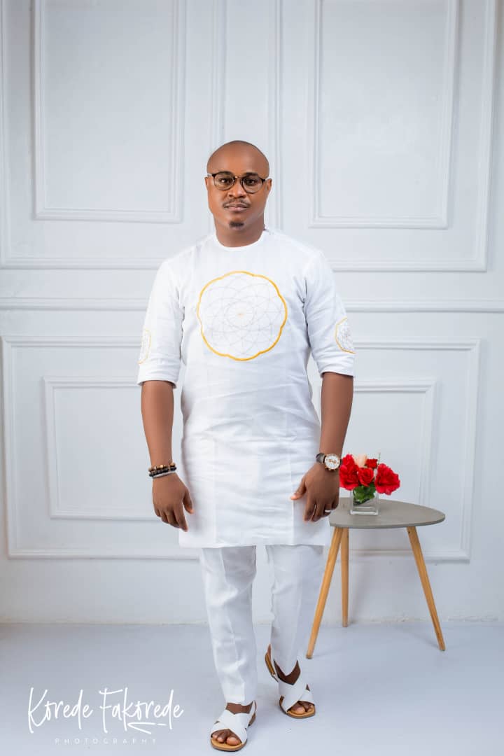 3/4 White Monogram Kaftan